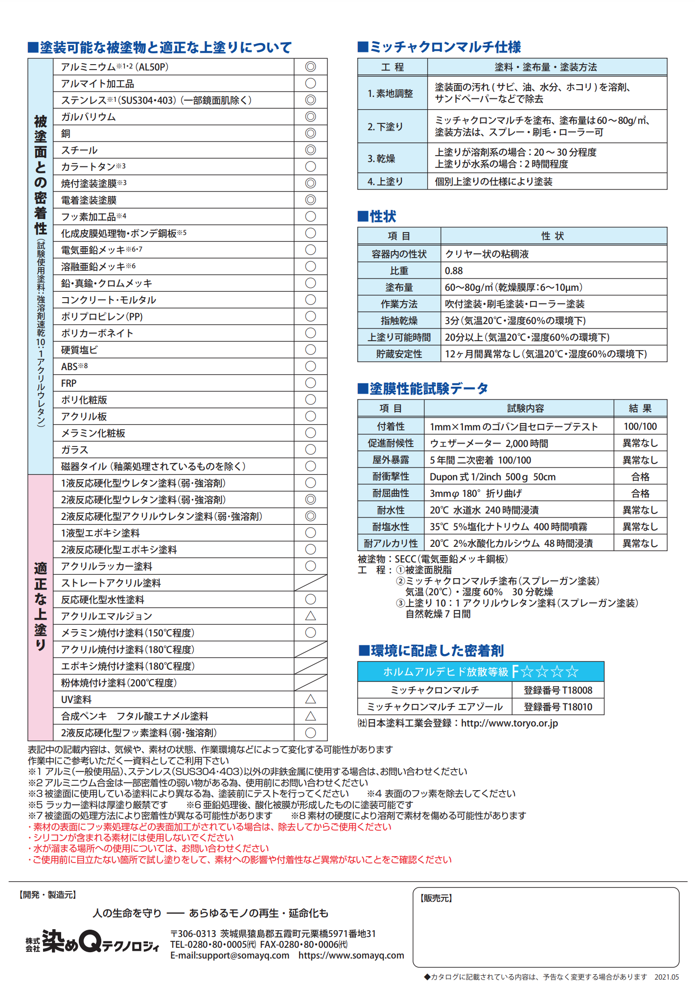 ミッチャクロンマルチ ＰＰにもＯＫ！ 汎用性はシリーズ中トップ！ ＃染めQテクノロジィ –