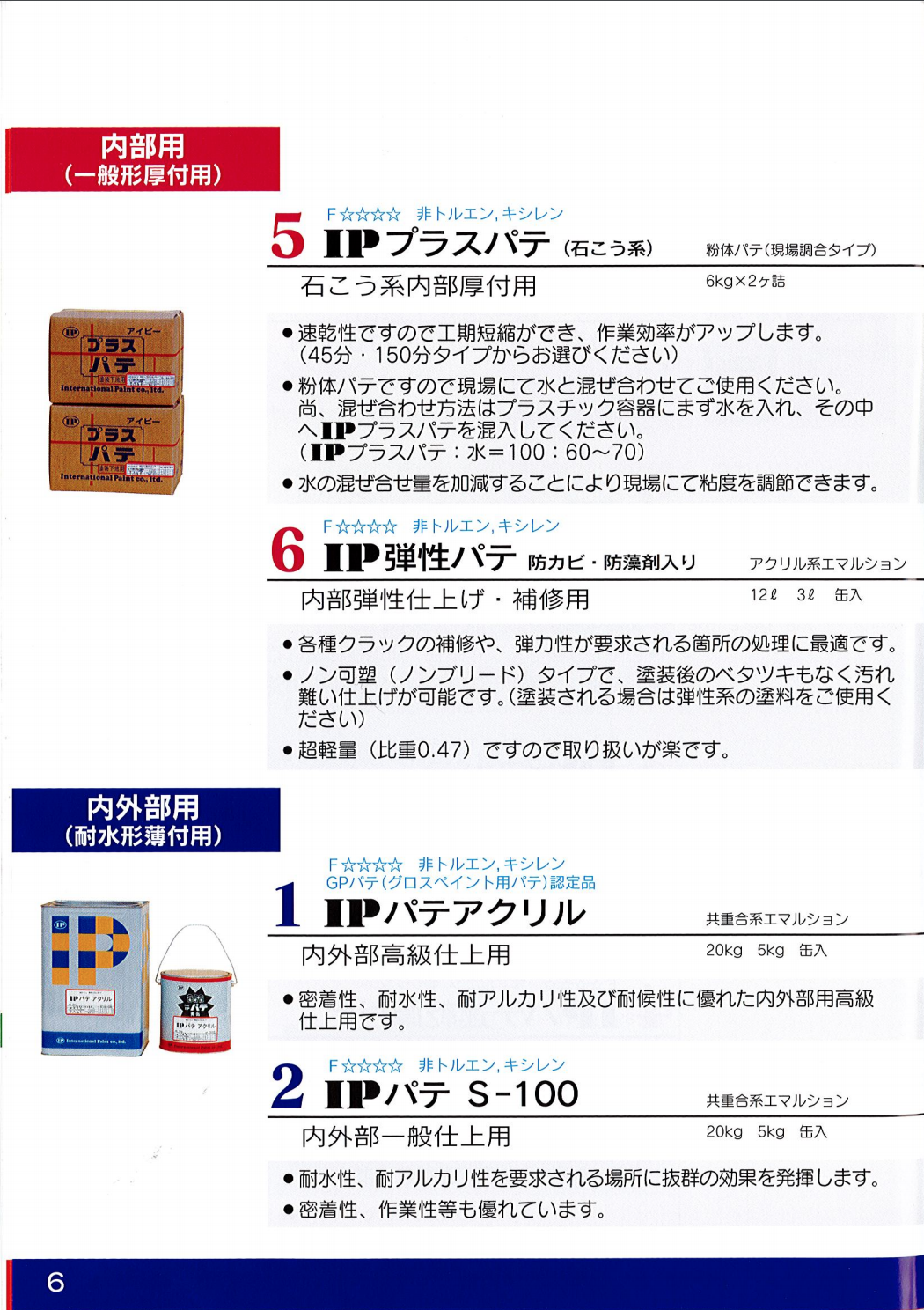 IPパテアクリル ＃耐水形薄付け用 –