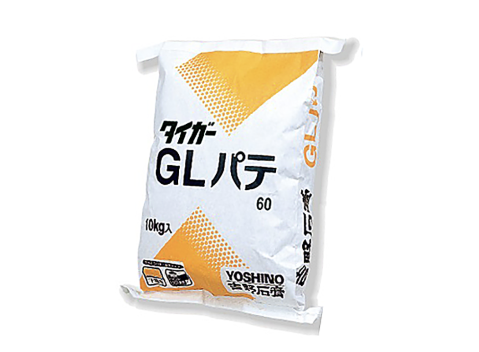 タイガーGLパテ（下塗用） ＃ヤセが少ない汎用タイプのせっこうパテ V目地・不陸のある箇所などの下塗り用。 – 