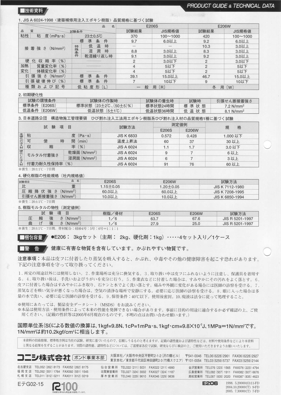 ボンドE206 3KGset ＃低粘度形エポキシ樹脂注入材 ＃ひび割れ注入材 – 塗料通販・ペンキ販売のPaintStore.JP