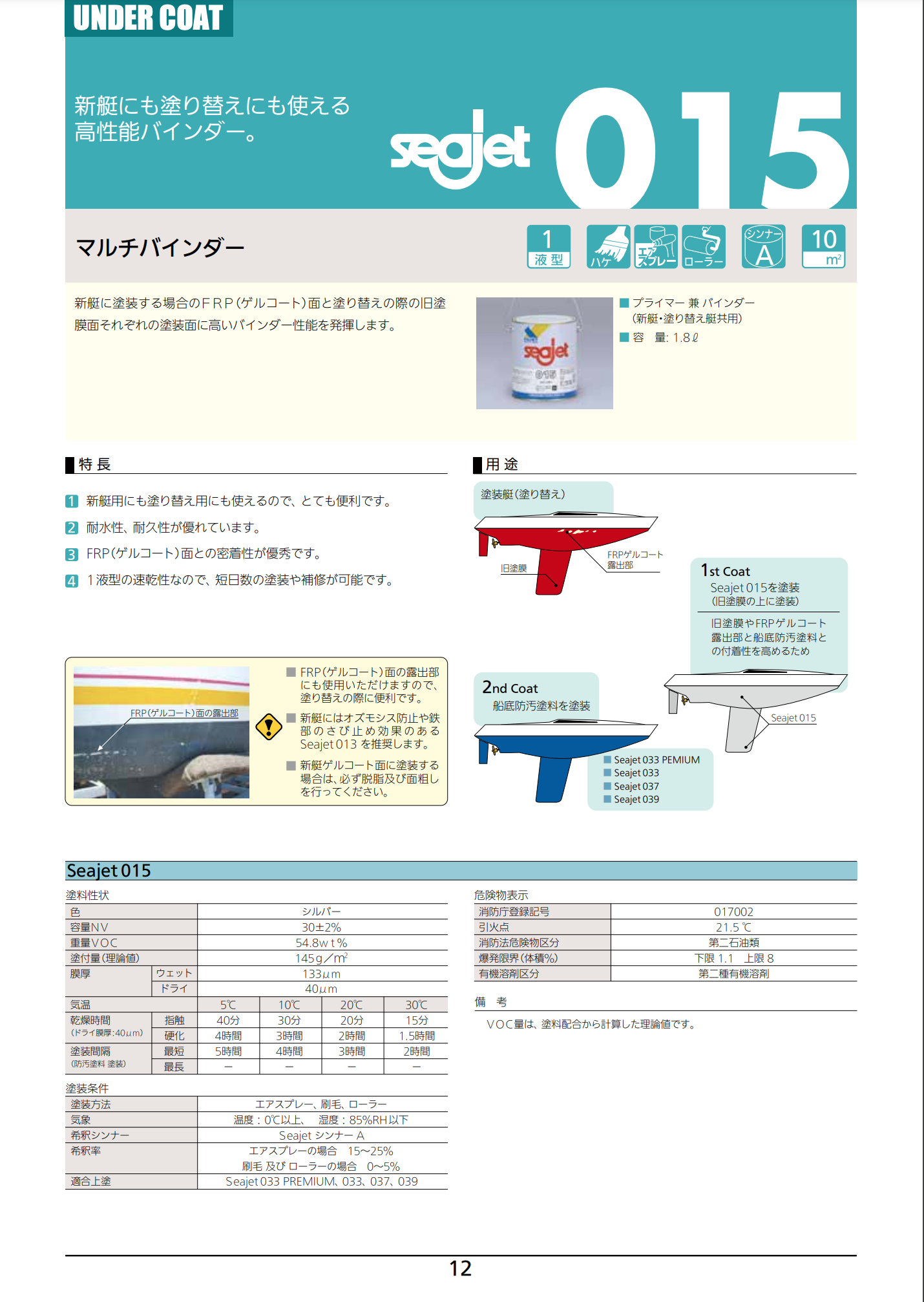 船底塗料 シージェット Seajet 015 1.8L 下地 プライマー