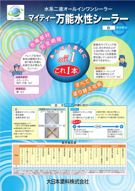 マイティー万能水性シーラー　 白・クリヤー　 15KGセット　＃水性　＃2液　＃木部、非鉄金属、鉄部、カラートタン　＃各種樹脂製品　＃無機コーティング、光触媒コーティング等