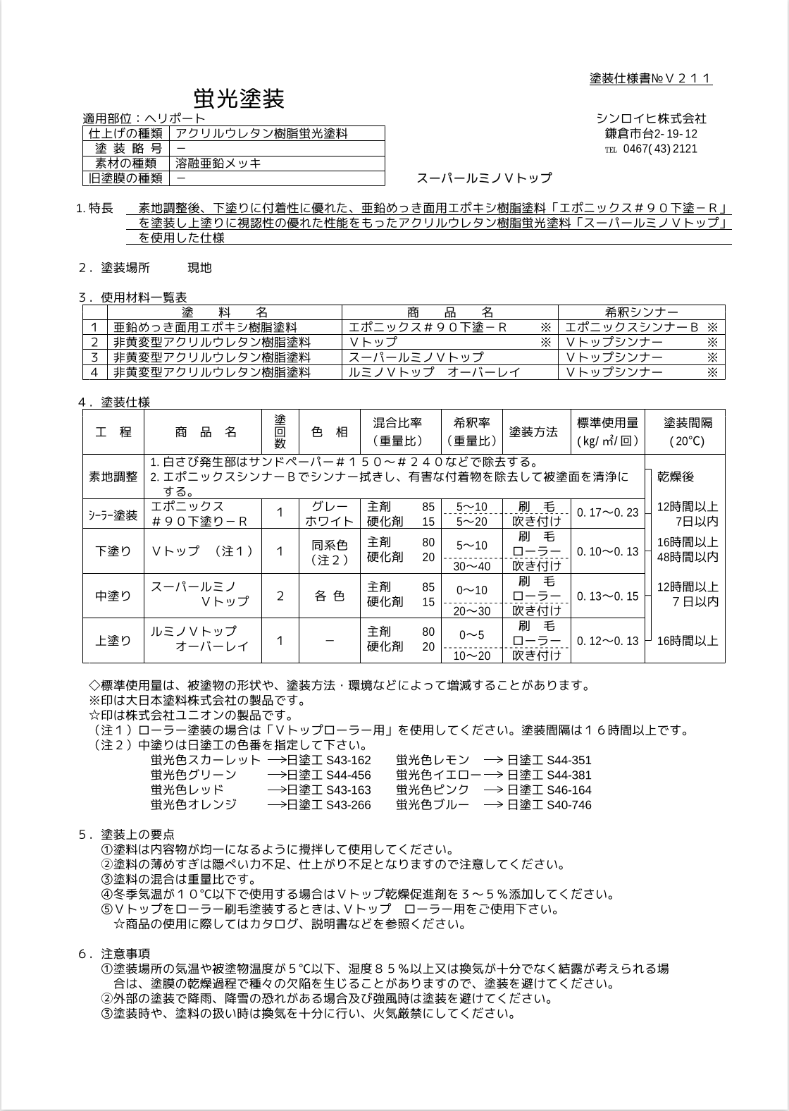 売れ筋ランキングも掲載中！ ルミノVトップ 各色 16kgセット シンロイヒ 非黄変型ポリウレタン樹脂高級蛍光塗料