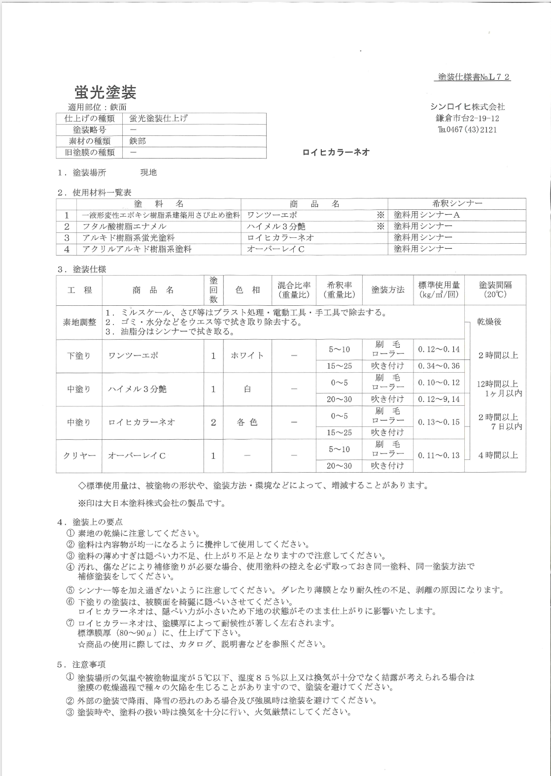 オーバーレイC クリヤー （退色防止クリヤー） ＃シンロイヒ –