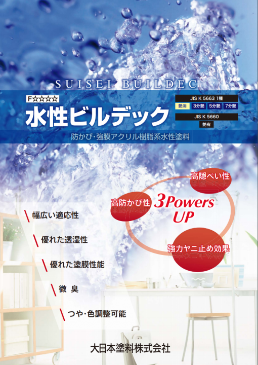 水性ビルデック 　艶消し　＃防カビ・強膜アクリル樹脂系水性塗料　＃大日本塗料
