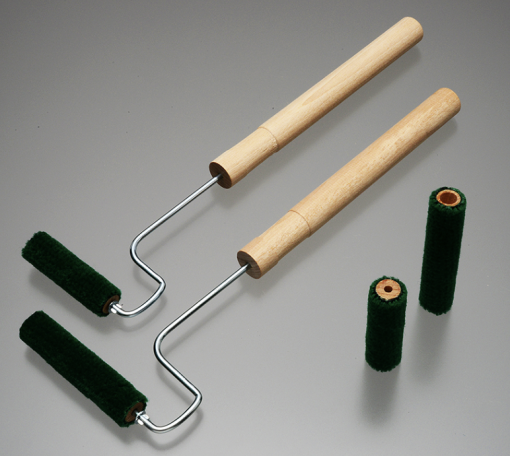FRP-Gローラーセット　細巻　15パイ　＃樹脂塗布と脱泡兼用のモヘア製仕上げ用FRPローラー。樹脂をムラなく含浸させるのに特に効果的です。