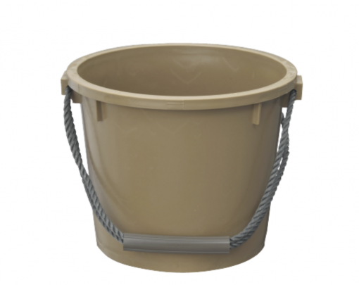 タフゴムバケツ（ロープ持手）14L 茶　＃左官・工事・ハードな使用する現場工事などに。