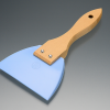 シリコンブルー柄付ゴムベラ 　耐熱・耐薬品　＃柄付ゴムベラは、塗料缶の塗料をそぎ落としたり、デザイン壁のパターン描きにも応用できます。