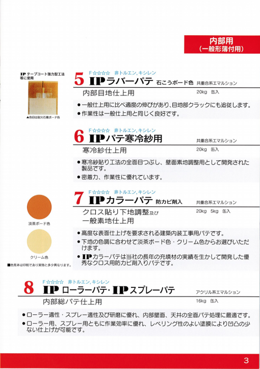 IPラバーパテ（石こうボード色）　20KG　＃内部目地仕上げ用