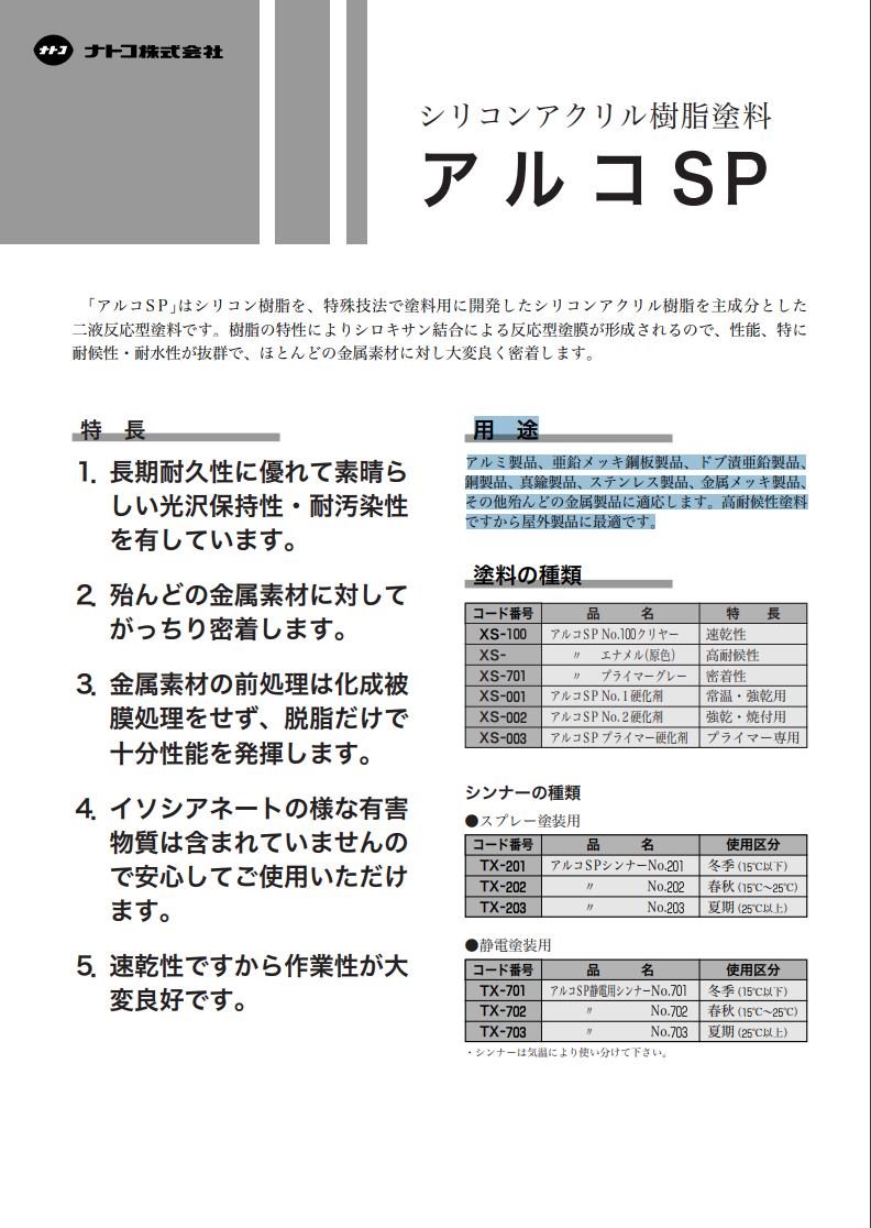 アルコSP 主剤 クリヤー＃ナトコ – 塗料通販・ペンキ