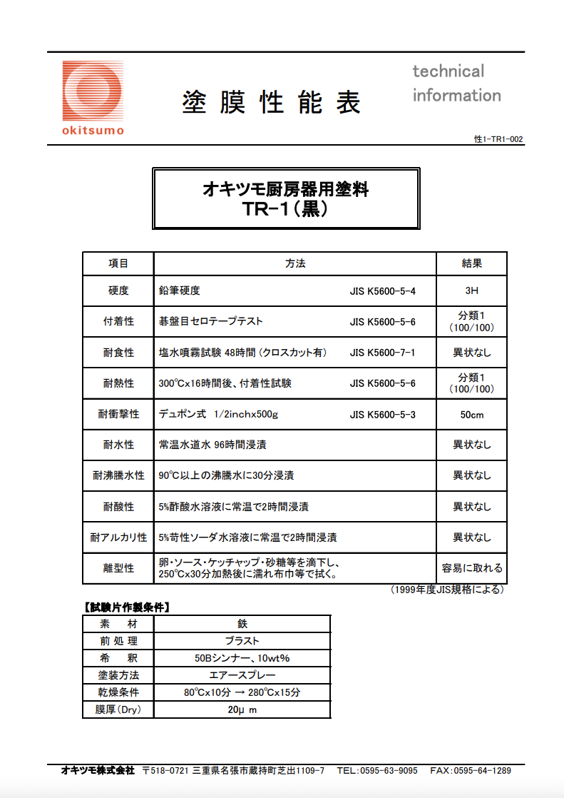 オキツモ厨房器用塗料 ＴＲ-１（黒）