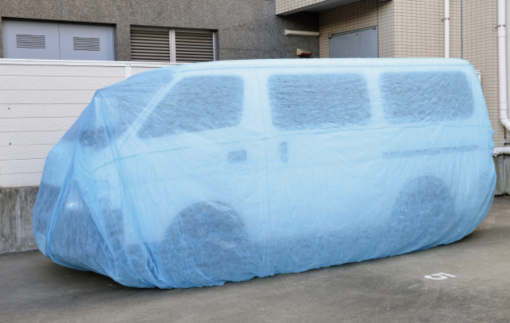 新不織布自動車カバー　ブルー　4.7×2.5m　 ワンボックス用
