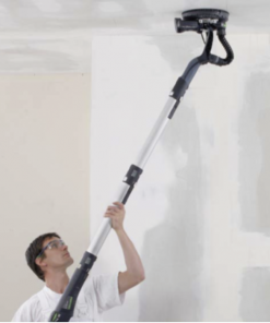 Alternative view of ドライウォールサンダーⅡ #石膏ボードのパテ研磨仕上げ作業の省力化・能率アップに絶大な威力を発揮。天井から壁まで楽な姿勢で作業ができるフレキシブルヘッド、粉塵の飛散を抑え快適な作業環境と後始末の手間を大幅に低減する強力集じん装置など多彩な機能を満載です。#350102 0002