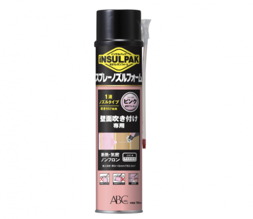 インサルパックスプレーノズルフォーム　ISNF ﾋﾟﾝｸ　 780ML　＃吹き付け専用のウレタンフォーム 発泡ウレタンシリーズ「インサルパック」の１液ノズルタイプ 付属の吹き付けノズルを使用し、壁面への吹き付けが可能です。