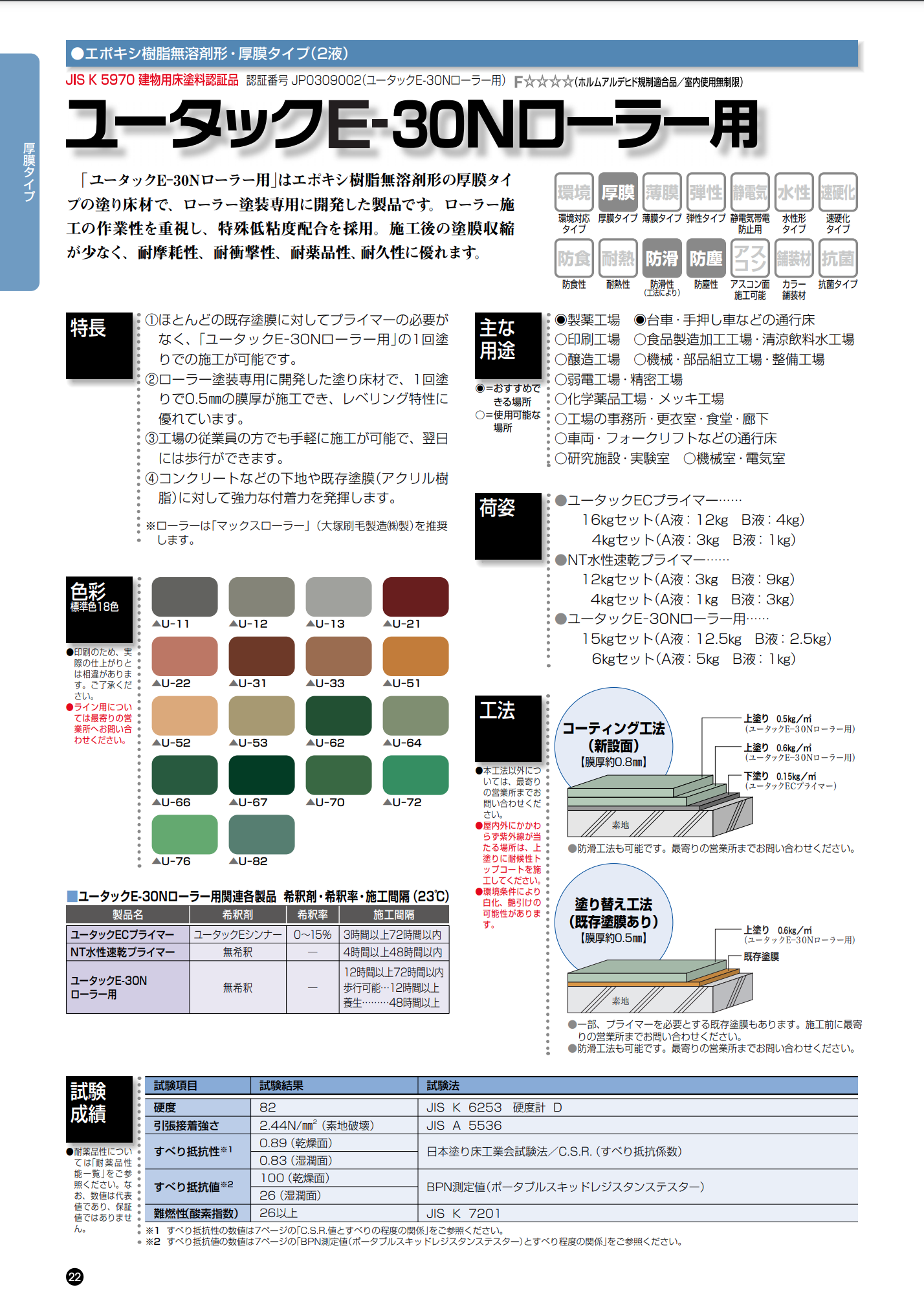 ユータックE-30N ローラー用 標準色 ＃2液型無溶剤エポキシ樹脂塗料 ＃厚膜タイプ ＃日本特殊塗料 – 塗料