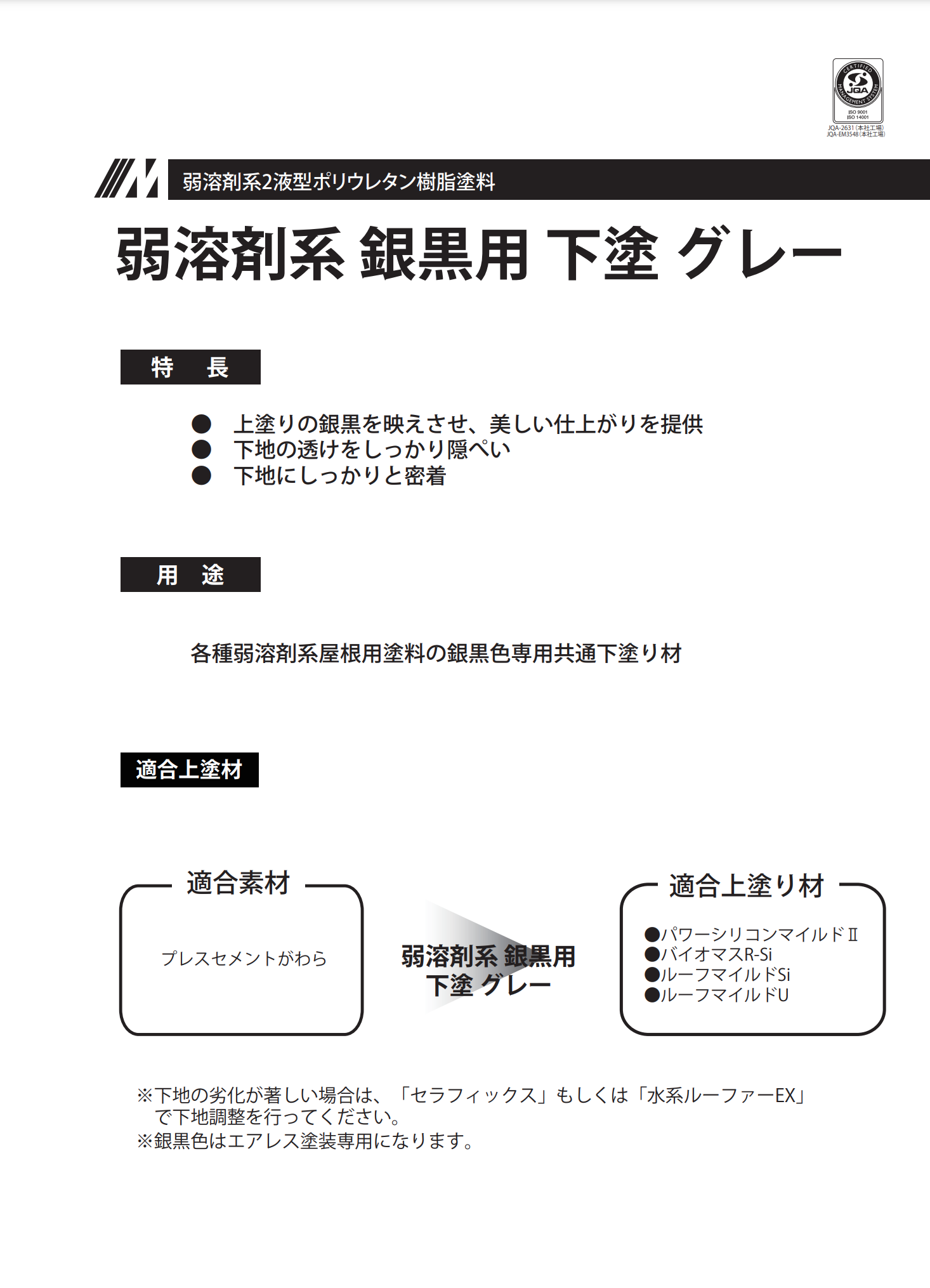 弱溶剤系 銀黒用 下塗 グレー 16KGセット ＃各種弱溶剤系屋根用塗料の銀黒色専用共通下塗り材 –