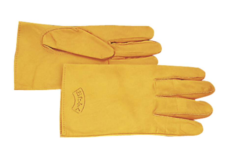 革手袋「クレスト」カフス無　黄 410