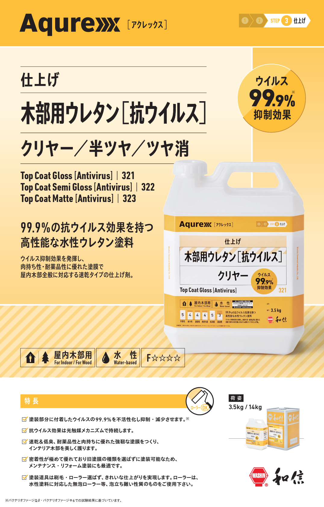 今季一番 アクレックス 木部用ウレタン 半ツヤ 3.5kg インテリア 家具 木 水性 塗料 和信化学工業