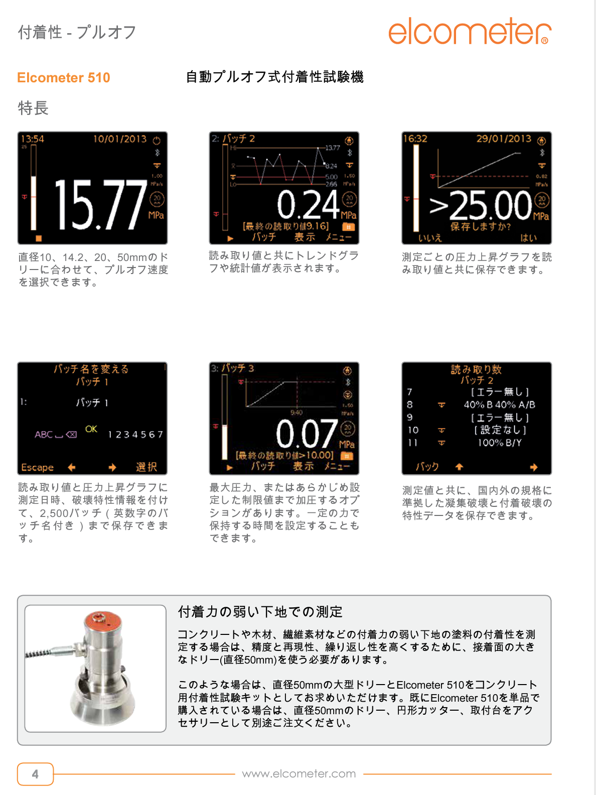 自動プルオフ式付着性試験機 F510-20T