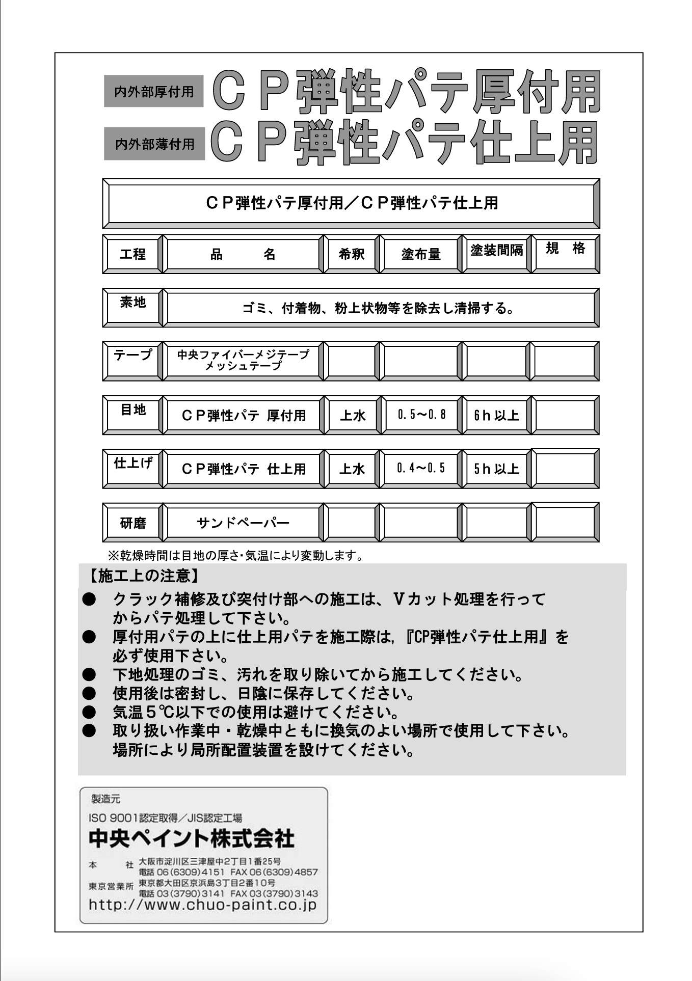 CP弾性パテ仕上用