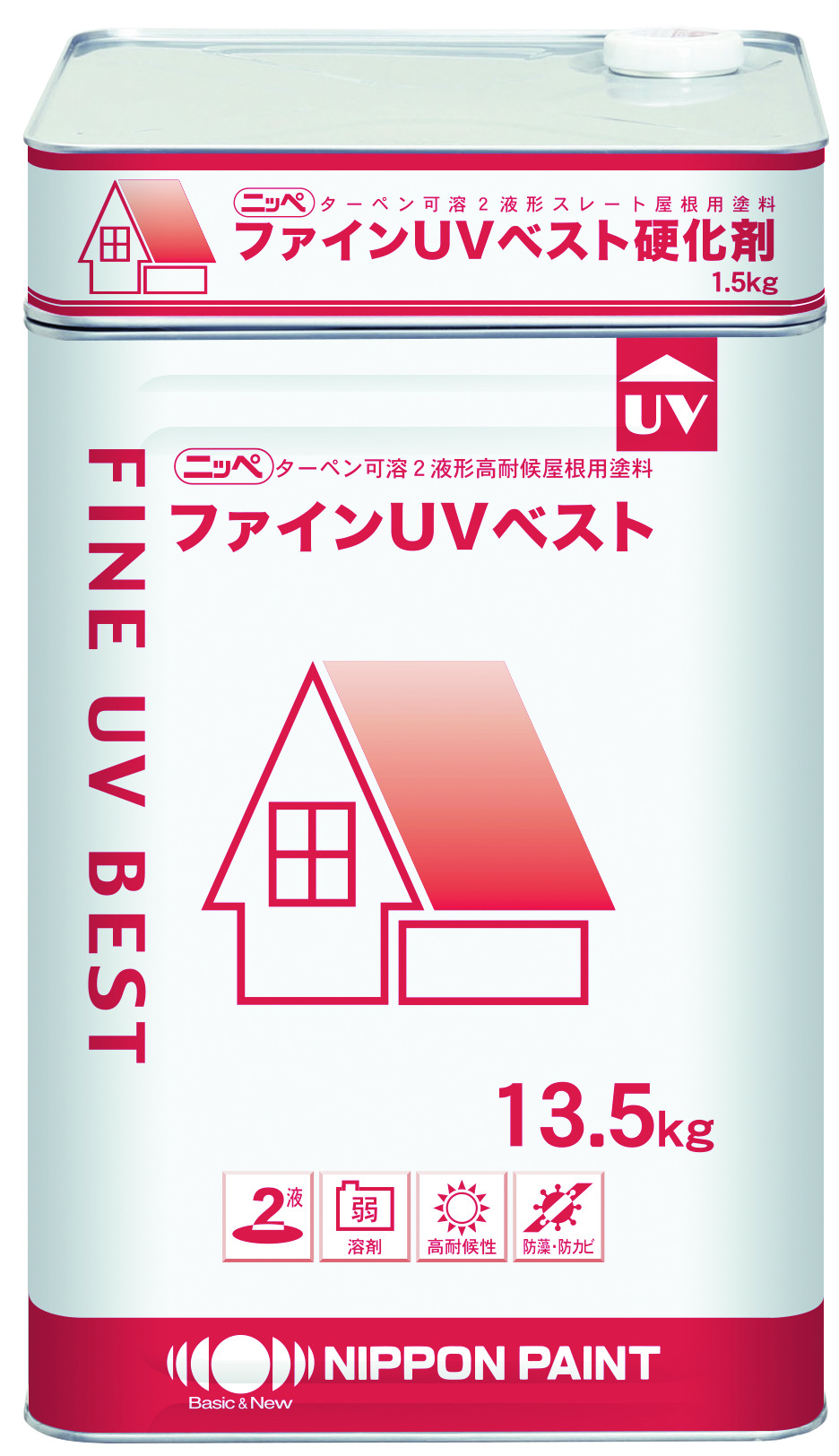 ファインUVベスト 15KGセット ＃ターペン可溶2液形スレート屋根用塗料 ＃スレート屋根/住宅用化粧スレート屋根用塗料 ＃日本ペイント – 塗料