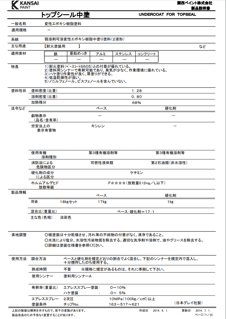 トップシール中塗