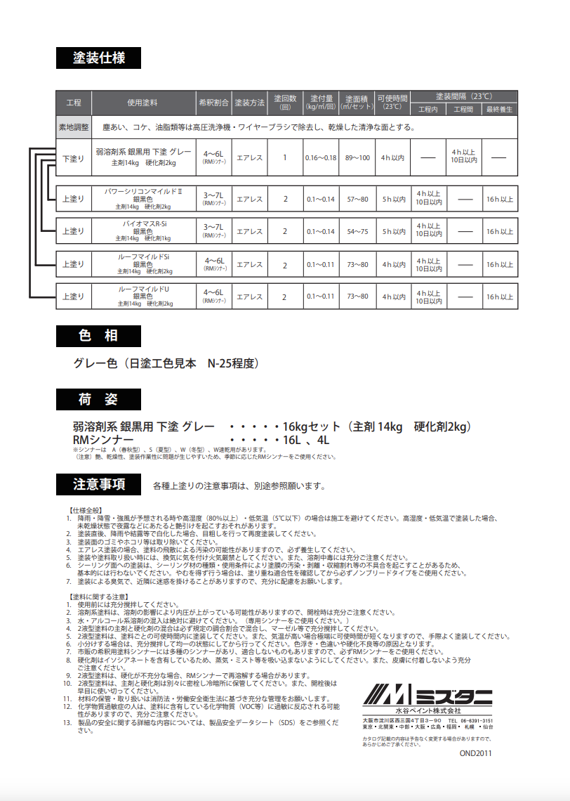 弱溶剤系 銀黒用 下塗 グレー