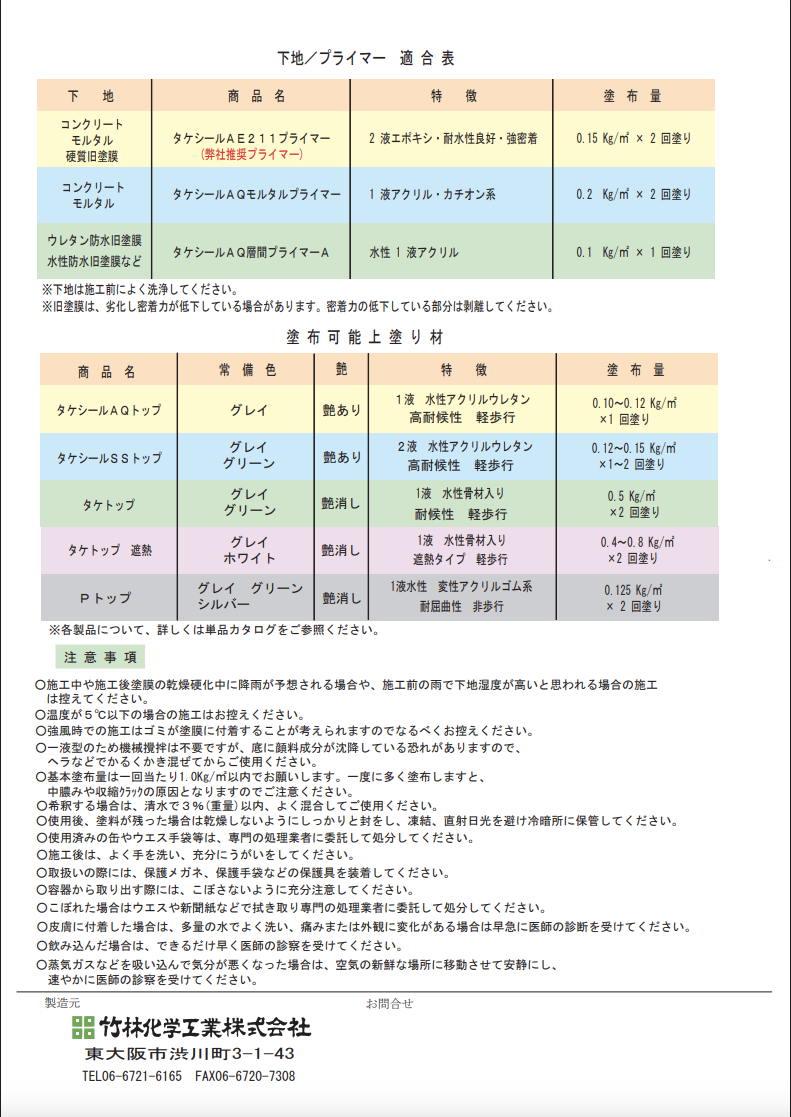 タケシールAQ防水TypeS
